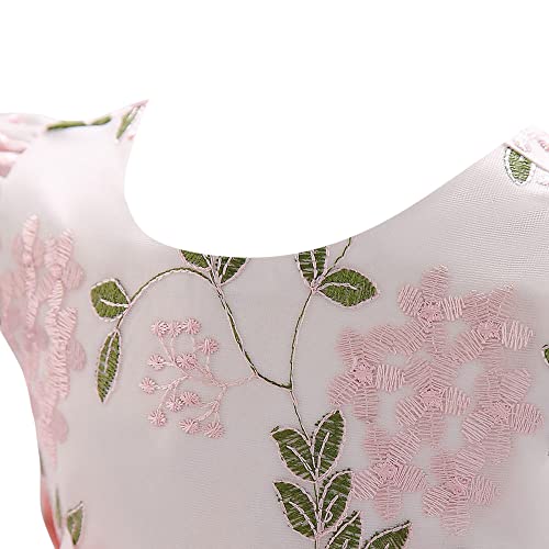Hopscotch Girls Fit And Flare Knee-Length Floral Applique Party Dress In Peach Color for Ages 12-24 Months