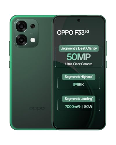 OPPO F33 5G Smartphone (6GB RAM, 128GB Storage, Forest Green) |50MP AI Camera |7000mAh Long Battery |80W Fast Charging-with No Cost EMI/Bank Offers