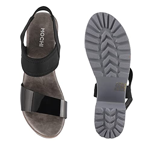 Mochi Women's Black Outdoor Sandals-6 UK (39 EU) (33-9815)