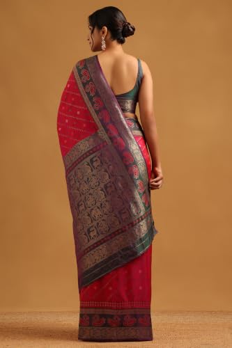Soch Womens Wine Silk Woven Woven Design Zari Woven Saree