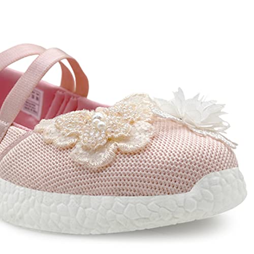 KazarMax Girls Butterfly Ballet Flat Ballerina (Peach, 11 UK)