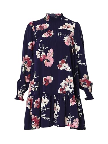 VERO MODA Women Printed Polyester Blend Knee Length Blue A-Line Dress