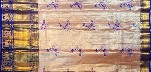 VFCollections Women's Traditional Handloom Kanchipuram Silk Pure Pattu Sarees | Rich Zari Woven Design | Bridal Saree | Unstitched Blouse (VFC696-5)