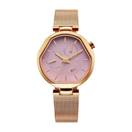 Fastrack TIK Tok 5.0 Quartz Pink Shaped Dial Women's Watch | Stainless Steel Strap Material | Watches for Women Analog - 6319WM01
