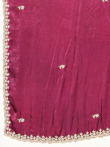 Meena Bazaar Women's Chinon Saree | Premium Traditional Saree | Wedding Guest, Festive & Celebration Saree
