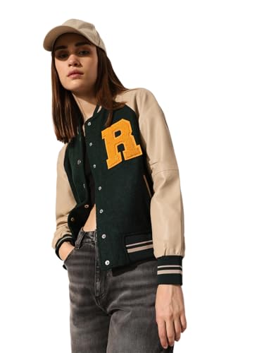 ONLY Women's Solid Loose Fit Green Jacket