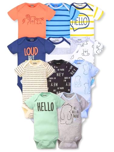 TuddyBuddy 100% Cotton Half Sleeves Romper/Bodysuit for Baby Boys (Pack of 10 Pcs HS, 3-6 Months, Multicolor)