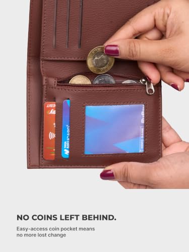 ZOUK Women's Vegan Leather Bi-Fold Wallet | Coin Pouch, Card Slots