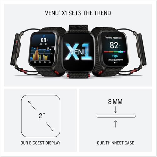 Garmin® Venu® X1, Thin and Lightweight GPS Smartwatch, AMOLED Display, Advanced Health and Fitness Features, Black with Slate Titanium Caseback and Black ComfortFit Nylon Band
