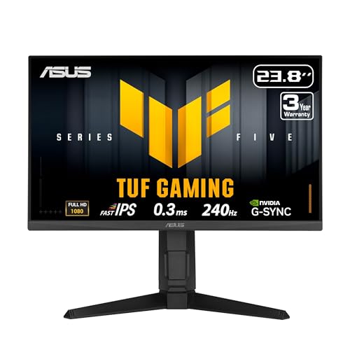 ASUS TUF Gaming Series 5 23.8” 1080P Monitor (VG249QML5A) - Fast-IPS, 240Hz, 0.3ms, G-SYNC Compatible, FreeSync Premium, 99% sRGB, Height Adjustable, DisplayWidget, Gaming AI, 3 yr Warranty