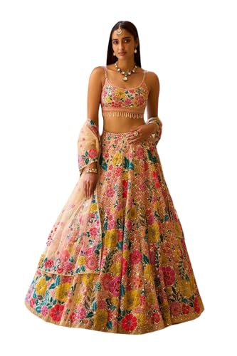 AG Clothing Women's Georgette Semi Stitched Lehenga Choli With Dupatta, Designer Sequin Embroidery Work, Traditional Ethnic Wear Wedding Lehenga for Women