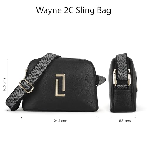 Lavie Luxe Wayne 2 Comparment Medium Solid Cross Body Sling Bag | Ladies Purse Handbag | Ladies Gift