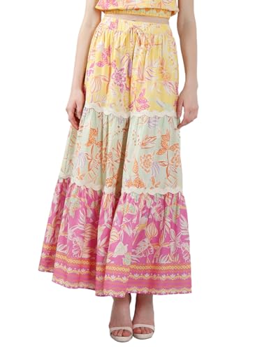 VERO MODA Women's Flared High Rise Multicolor Skirt