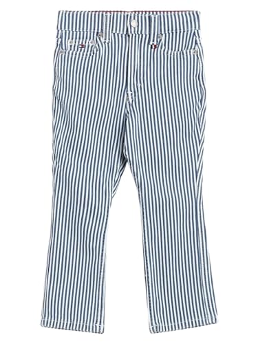 Girls Striped Regular-Fit Cotton Jeans Blue