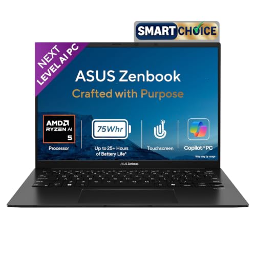 ASUS Zenbook 14 (2026),Smartchoice,AMD Ryzen AI 5 430,AMD Radeon iGPU,16GB RAM,1TB SSD,Touchscreen,FHD+ OLED,14"(35.5 cm),Win 11,M365 Basic(1Y),Office 2024,Black,1.28 kg, UM3406GA-QL119WS,Co-pilot+ PC