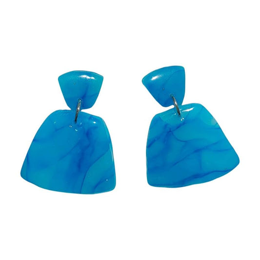 Accessher Stunning Fresh Blue Marble Textured Statement Dangle Earrings/Geometrical Handmade Polymer clay earrings for women