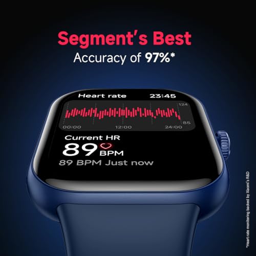 Redmi Move Smartwatch | 1.85" AMOLED (390×450, 600 nits) | Bluetooth Calling | 140+ Sports | 24×7 HR & SPO₂ | AOD | Up to 14-Day Battery | HyperOS (Blue Blaze Strap)