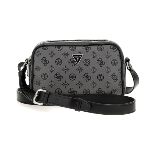 GUESS Men Grey Printed Crossbody Bag with Zip Closure