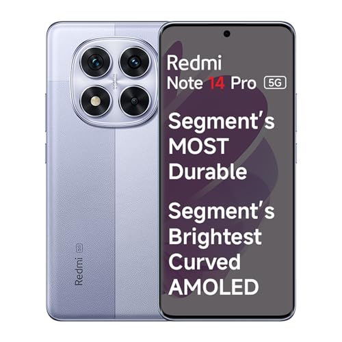 Redmi Note 14 Pro 5G Phantom Purple 8GB RAM 128GB Storage|50 MP Sony Camera Setup|Corning Gorilla Glass Victus 2 | 1.5K 3D Curved AMOLED | Mediatek Dimensity 7300- Ultra