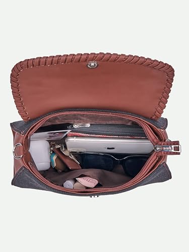 ZOUK Saisha Sling Bag for Women – Vegan Leather with Whip-Stitch Detailing & Detachable Silver | Water-Resistant Stylish Purse | Pithora Artistry