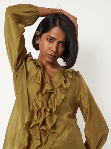 Max Women Ruffles Top (Yellow_L)