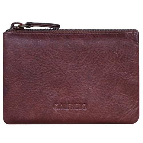 Calfnero Women's Genuine Leather Wallet-Long Purse Wallet, Zip Pocket and Note Compartments (Brown)