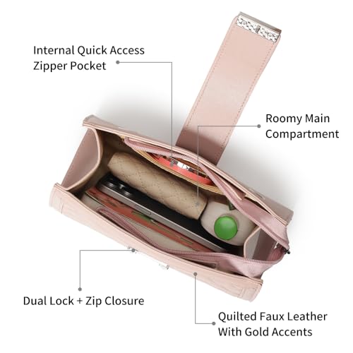 Fastrack Pink SnapLock Shoulder Bag | Quilted Faux-Leather Women’s Handbag |Bag with Chain Strap & Dual Closure