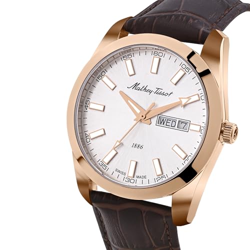 Mathey-Tissot Swiss Made Mathy I Day-Date Quatrz White Dial Analog Watch for Men - H453PLS
