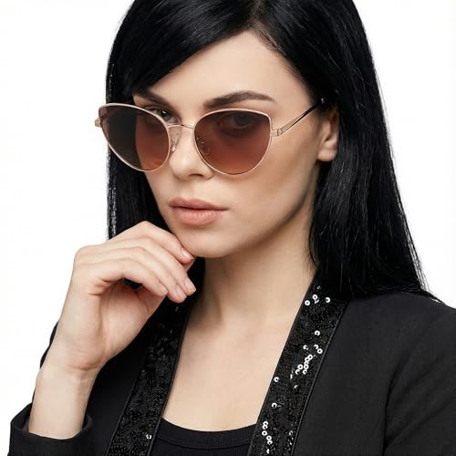 John Jacobs | Gold Pink Cat Eye UV Protected Sunglasses | For Women | Size - Large | JJ S13867 - Pack of 1