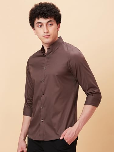 Being Human Garments Mens-Top Shirts Coffee (Size: 3XL)-BHMLS24113-COFFEE