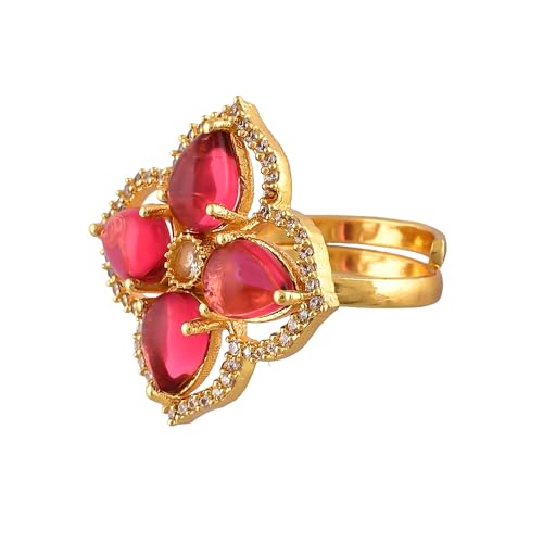 VOYLLA Heer Ashmaira Ring|Statement Ring For Women|American Diamond|Party Wear|Wedding|