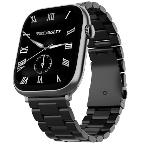 Fire-Boltt Ninja X Ring Smart Watch 1.96" Always On Display Bluetooth Calling, Voice Assistant, SpO2 & Heart Rate, 120+ Sports Modes, IP67 Waterproof Smartwatch for Men & Women - Black Steel