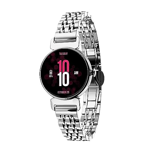 Vibez by Lifelong Ruby 1.04" AMOLED Smartwatch for Women with Metal Strap, Bluetooth Calling, 60 Hz, Voice Assistance, Female Cycle Tracker, IP68, Health Monitor(Silver, VBSW2205)