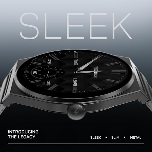 Fire-Boltt Phoenix Nova Smartwatch 1.43” Slim Super AMOLED Display, 466x466 Pixel Always-On Display, Bluetooth Calling, Health Tracker for Men & Women Obsidian Black