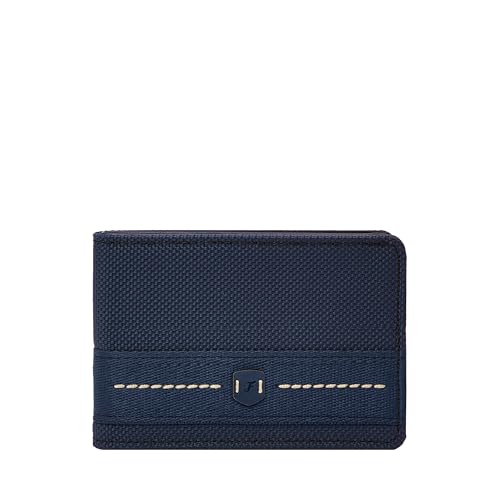 Fossil Men's Front Pocket Wallet, Navy, One Size, Front Pocket Wallet