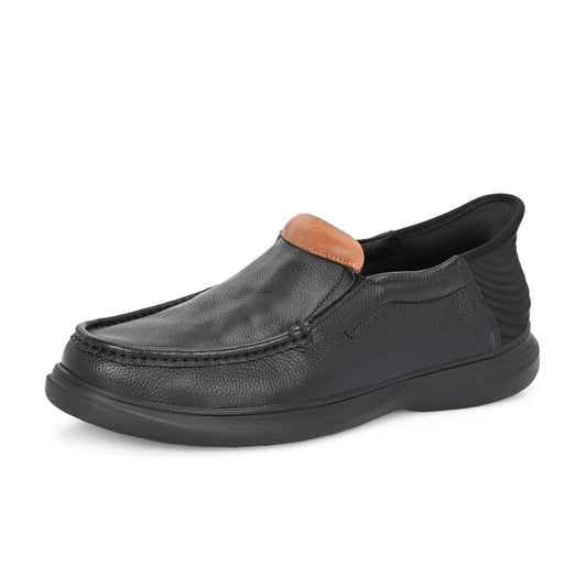HITZ Men's Black Leather Formal Slip On Shoes - UK 6