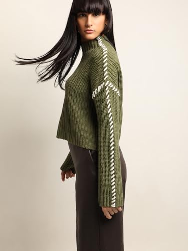 VERO MODA Womens Relaxed Fit Green Sweater