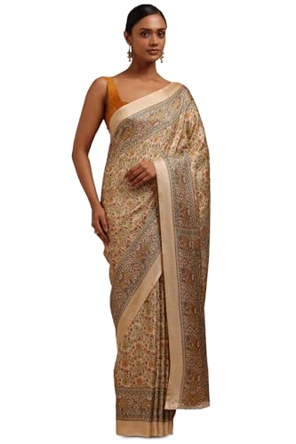 Soch Womens Yellow Art Silk Floral Print Saree