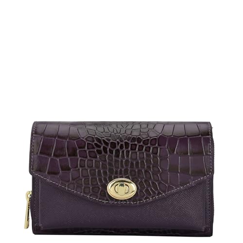 Da Milano Premium Leather Sling Wallet for Women | Multi Compartment Travel Wallet - Purple (10014A)