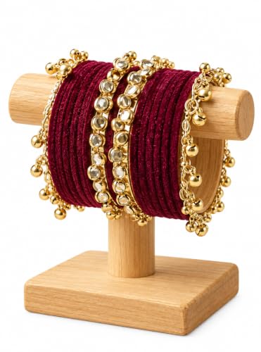EA'S ACCESSORIZE Traditional Bangle Set for Women | 18 Aluminium with 2 Kashmiri Bangles & 1 Big Ghungaroo Bangle | Lightweight Ethnic Bangles for Wedding Festive 2.8
