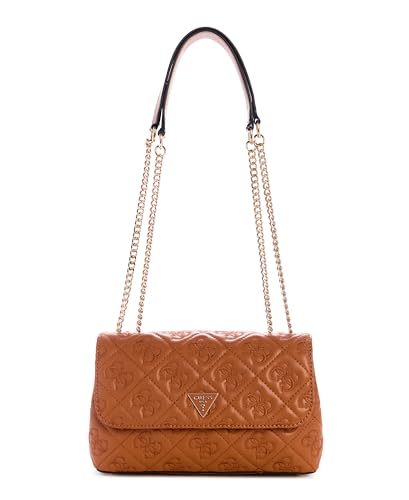 Guess Women Caramel Quilted Adelasia Convertible Flap Crossbody Bag