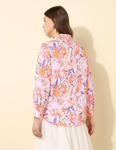 U.S. POLO ASSN. Relaxed Fit Floral Printed Shirt (UWSS25SHT187_Multi-Colour_M)