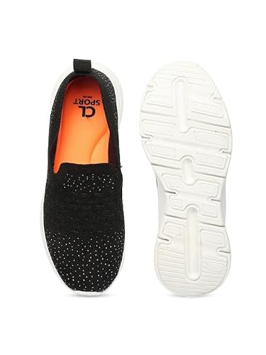 Carlton London Women Black Comfortable Slip On Snakeer with Heels, for for Casual, Walking & Daily Use (40)