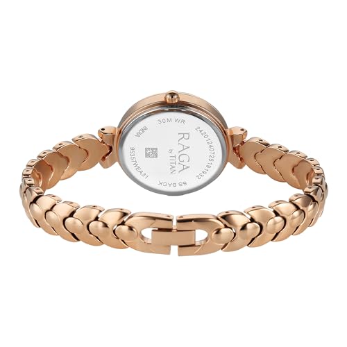 Titan Raga Showstopper 4.0 Quartz Rose Gold Round Dial Women's Watch | Rose Gold Colour Band | Watches for Women Analog - 95357WM01