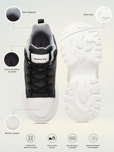 Impakto Chunky Women Casual Sneaker, Cloud Hopper Classic Rounded to Pampering Cushioned Extra Comfort Lace-Up