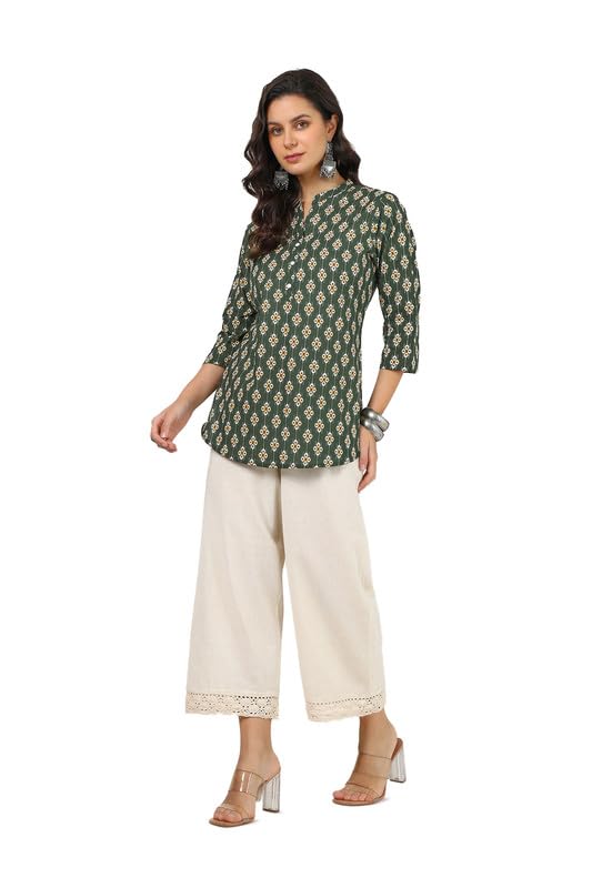 Soch Womens Green Cotton Ajrakh Print Tunic