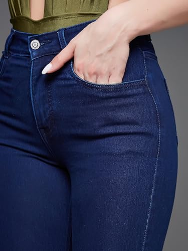 Miss Chase Women's Bootcut High Rise Clean Look Regular Length Stretchable Shaping Denim Jeans (MCAW25DEN62-56-763-34, Shadow Blue, 34)