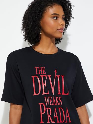 Max URB_N Women Oversized The Devil Wears Prada T-Shirt (Black_XL)