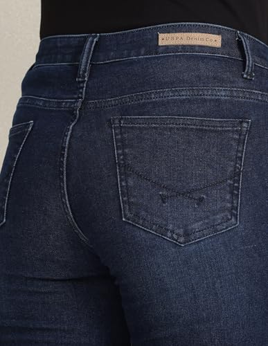 U.S. POLO ASSN. Women's Dark Wash Bootcut Jeans (UWSS23JN020_Blue_32), Mid Rise