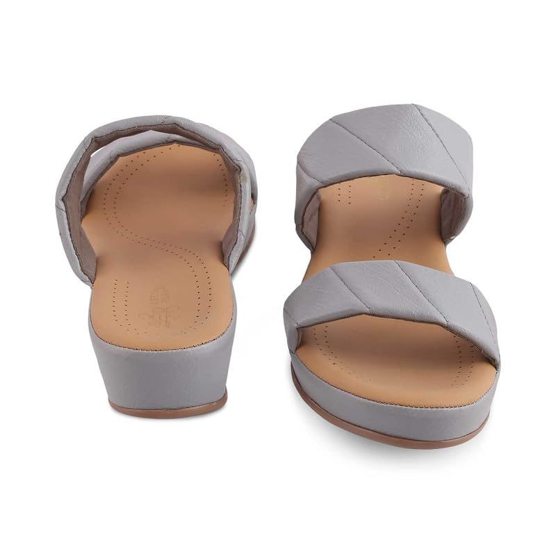 tresmode 239-VACKS GREY WOMEN DRESS WEDGE SANDALS EU/36 UK/3